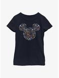 Disney Mickey Mouse Floral Ears Youth Girls T-Shirt, NAVY, hi-res