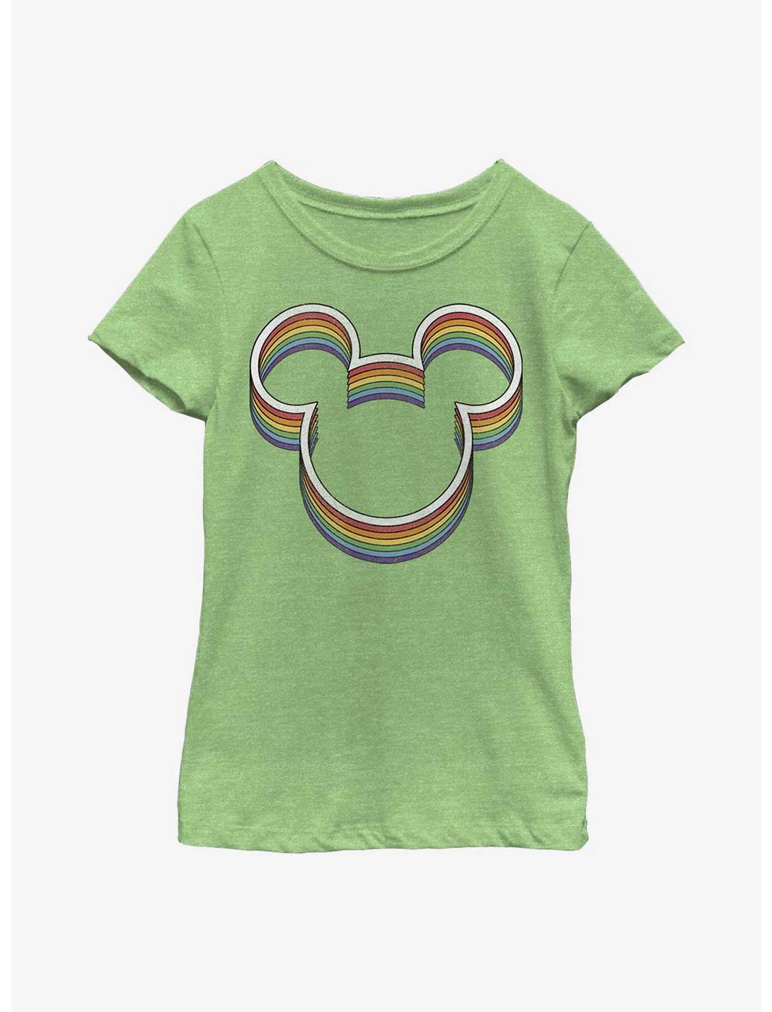 Disney Mickey Mouse Rainbow Ears Youth Girls T-Shirt, GRN APPLE, hi-res
