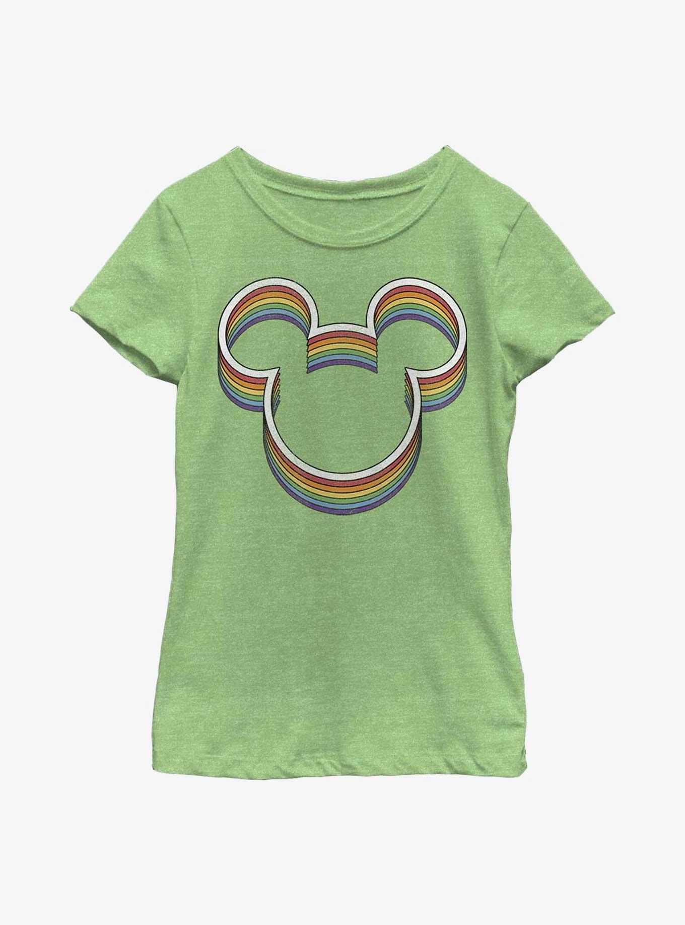 Disney Mickey Mouse Rainbow Ears Youth Girls T-Shirt, GRN APPLE, hi-res