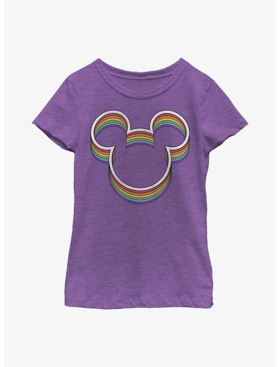 Disney Mickey Mouse Rainbow Ears Youth Girls T-Shirt, PURPLE BERRY, hi-res