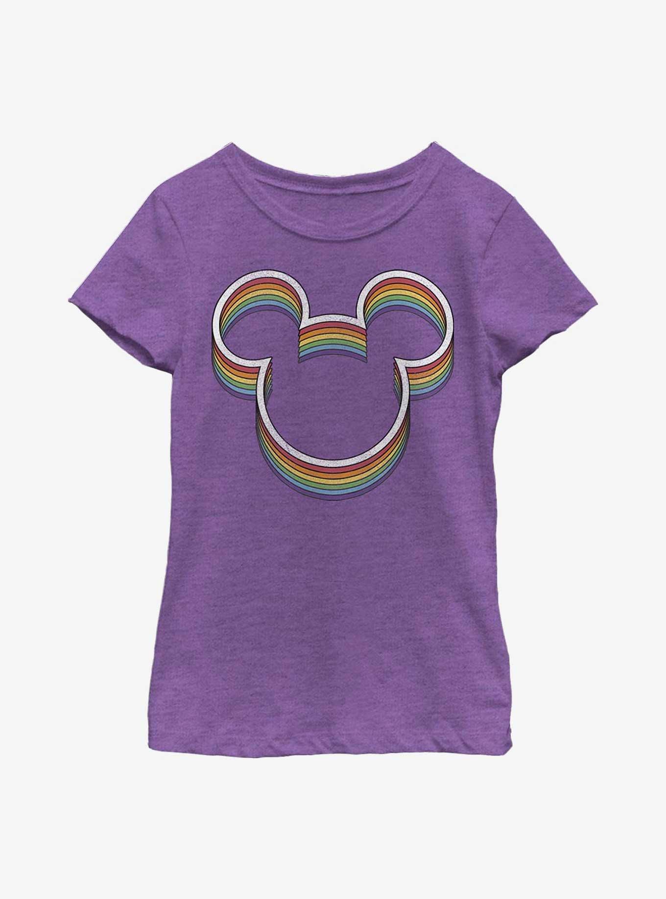 Disney Mickey Mouse Rainbow Ears Youth Girls T-Shirt, PURPLE BERRY, hi-res