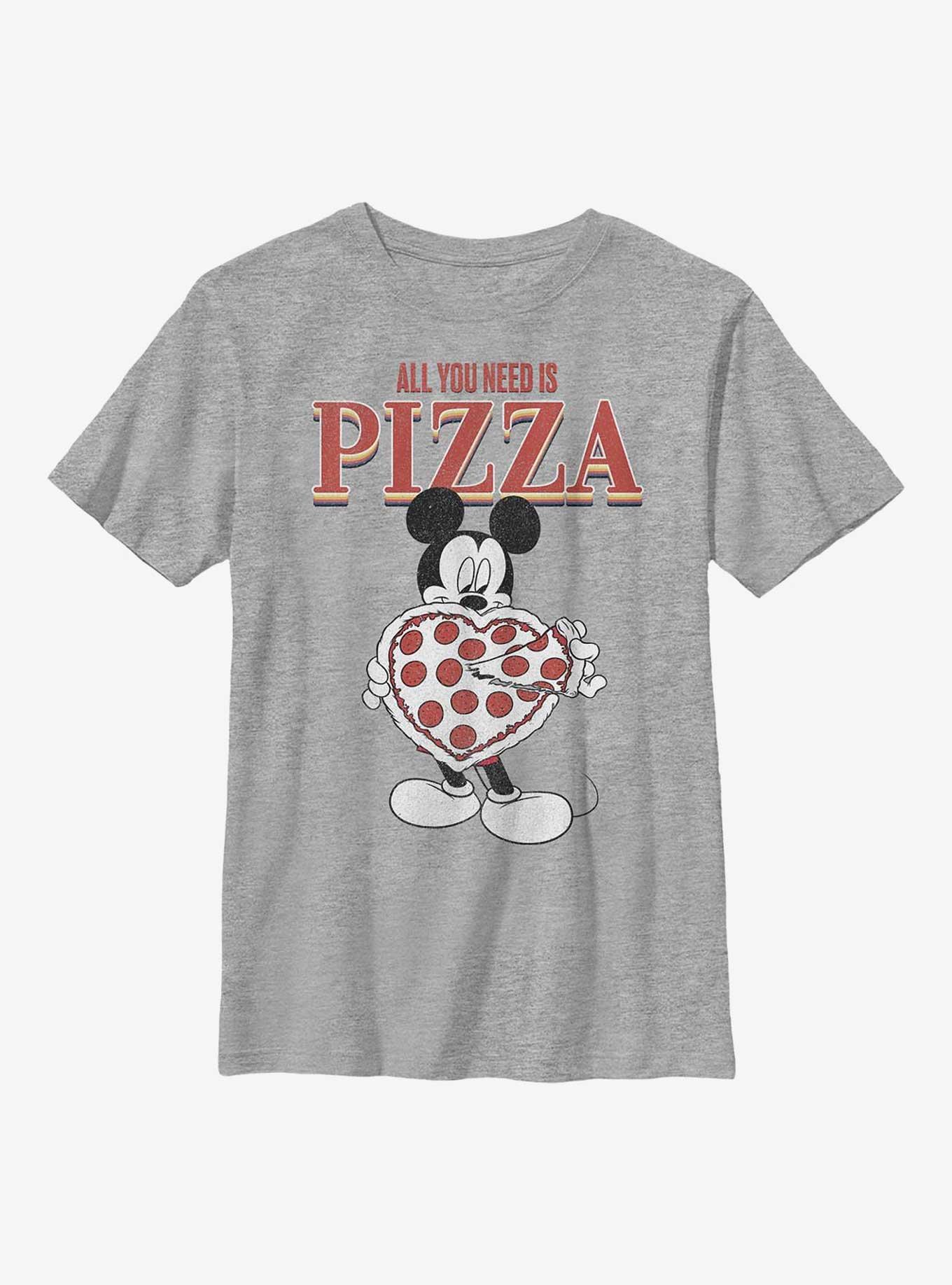 Disney Mickey Mouse Mickey All You Need Is Pizza Youth T-Shirt, ATH HTR, hi-res