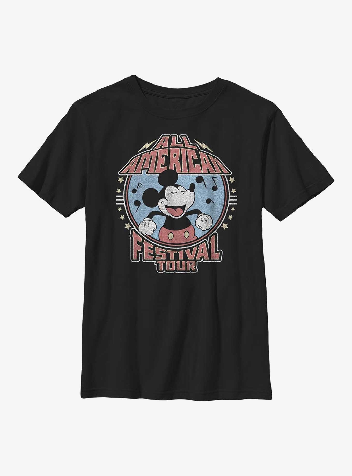 Disney Mickey Mouse Mickey American Tour Youth T-Shirt, BLACK, hi-res