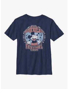 Disney Mickey Mouse Mickey American Tour Youth T-Shirt, NAVY, hi-res
