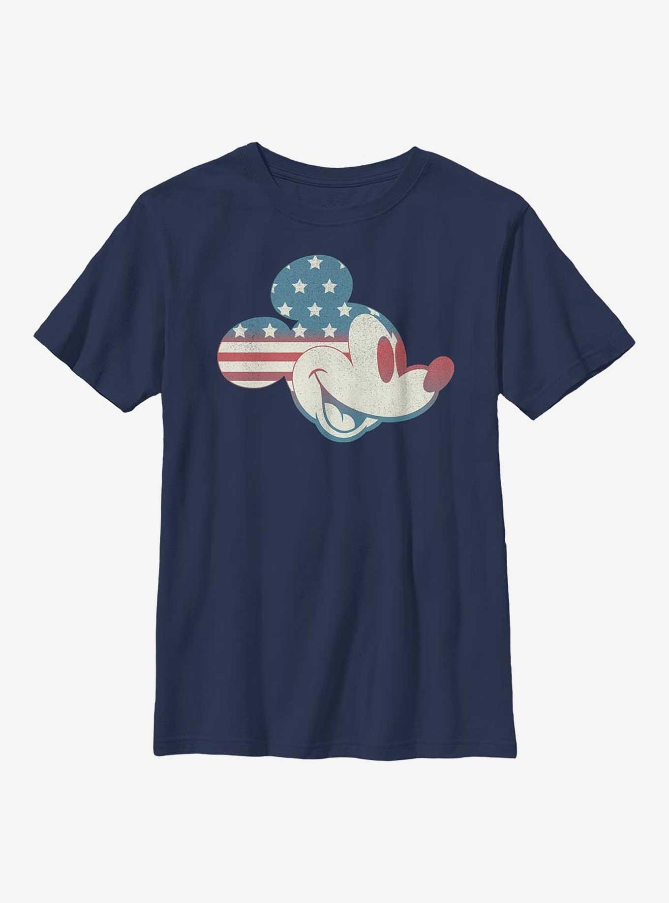 Disney Mickey Mouse Mickey Americana Flag Fill Youth T-Shirt, NAVY, hi-res