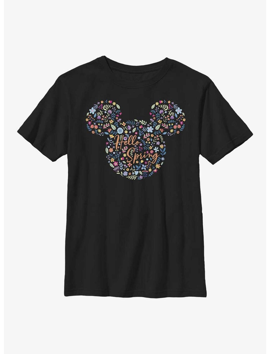 Disney Mickey Mouse Floral Ears Youth T-Shirt, BLACK, hi-res