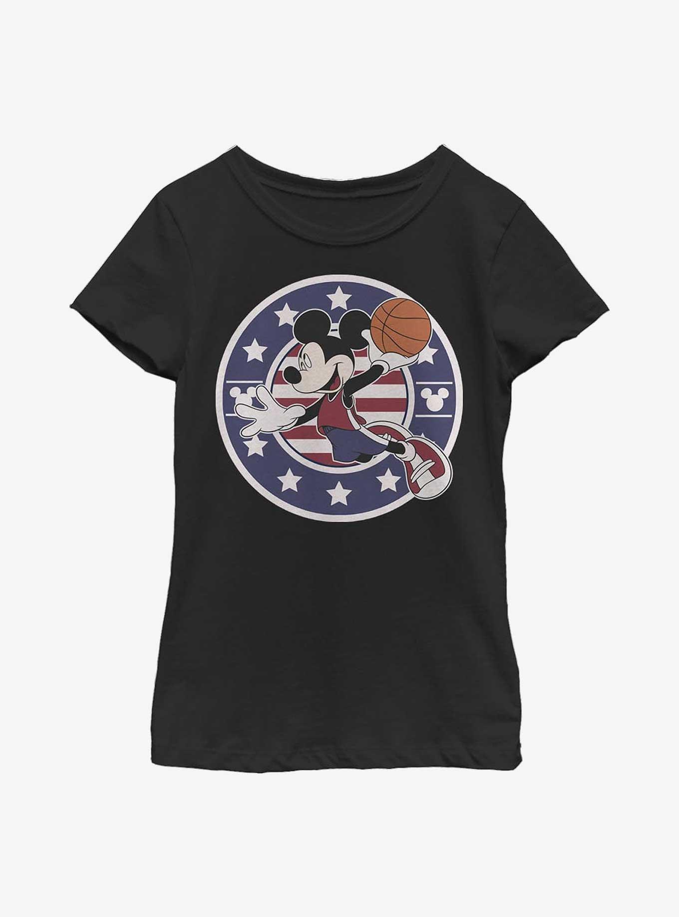 Disney Mickey Mouse B Ball Americana Youth Girls T-Shirt, BLACK, hi-res