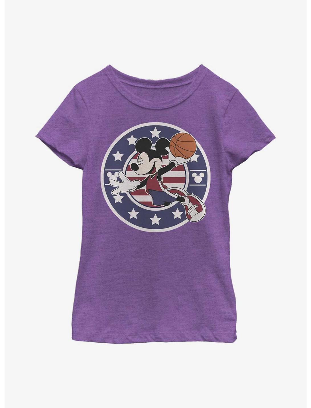 Disney Mickey Mouse B Ball Americana Youth Girls T-Shirt, PURPLE BERRY, hi-res