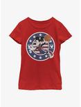 Disney Mickey Mouse B Ball Americana Youth Girls T-Shirt, RED, hi-res