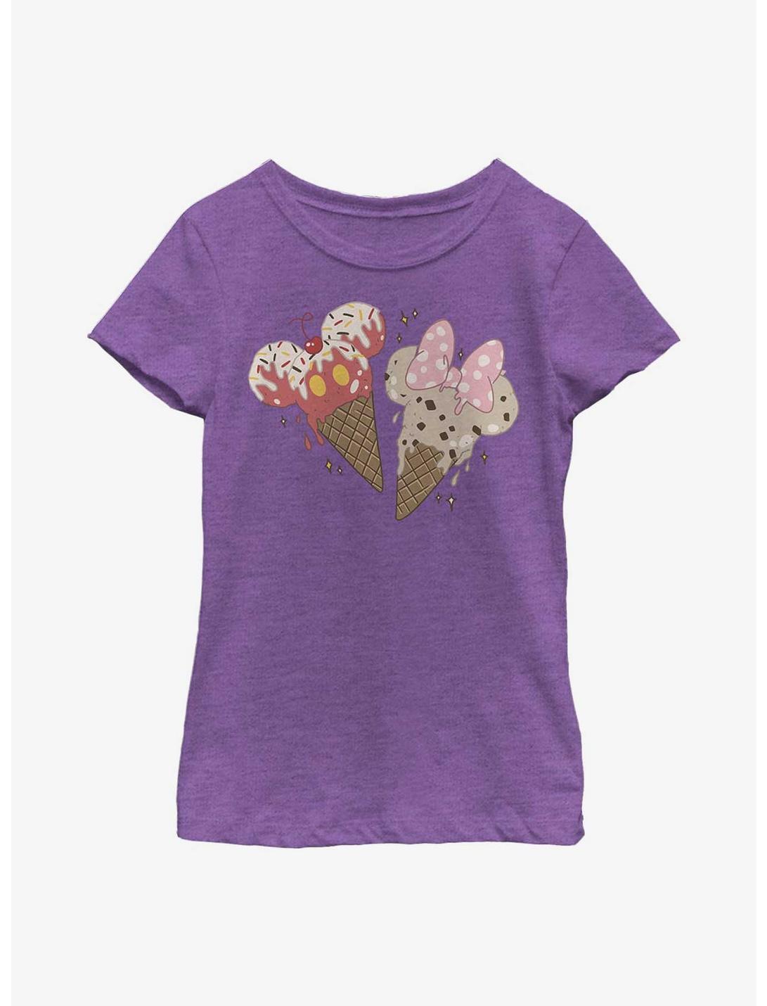 Disney Mickey Mouse Mickey Minnie Cones Youth Girls T-Shirt, PURPLE BERRY, hi-res