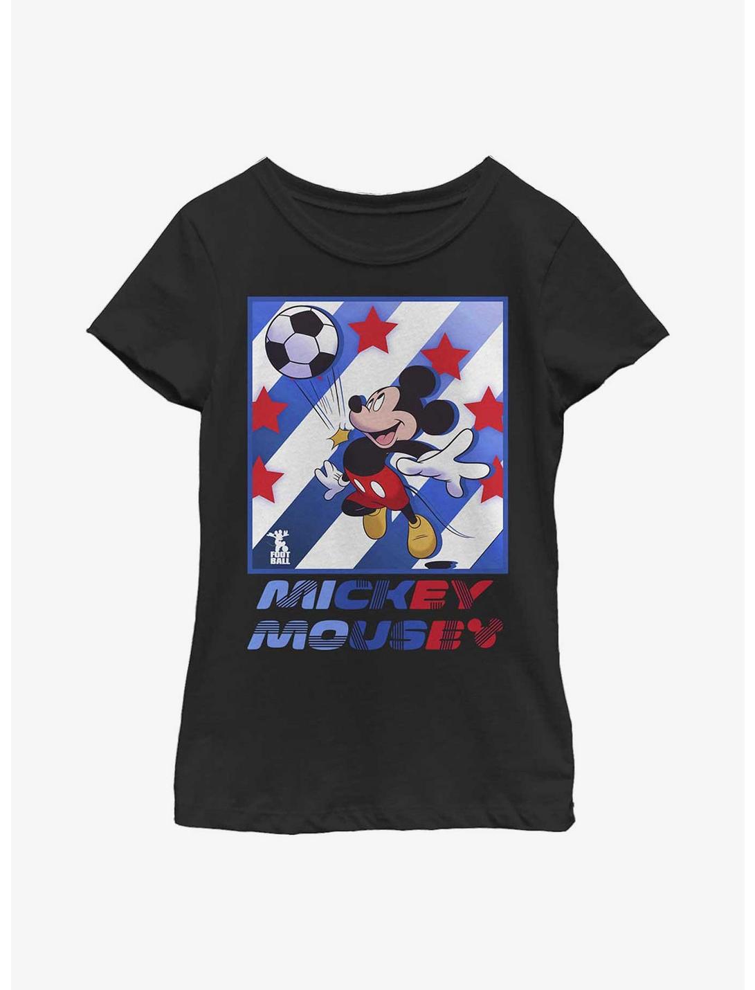 Disney Mickey Mouse Mickey Football Star Youth Girls T-Shirt, BLACK, hi-res