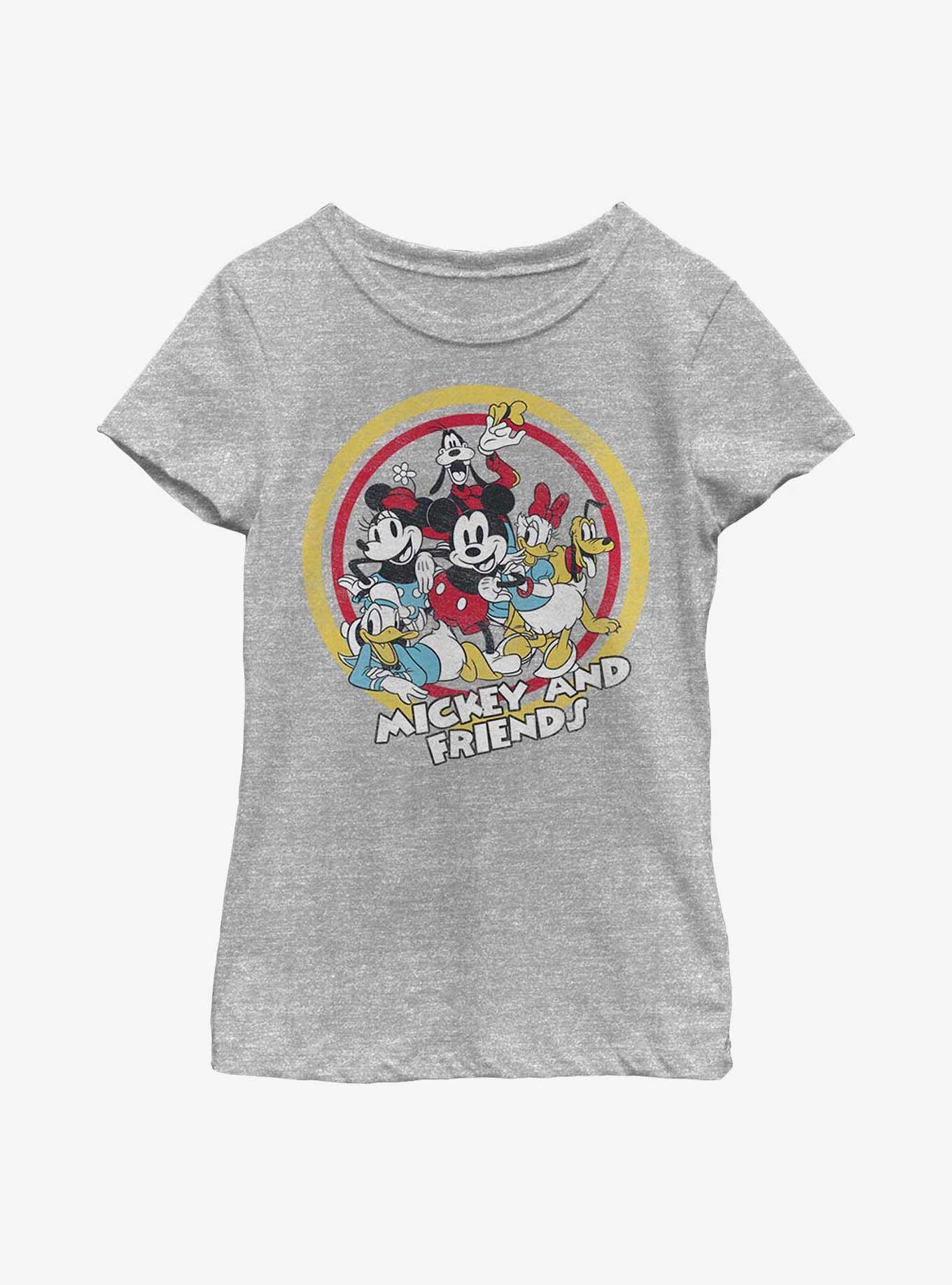 Disney Mickey Mouse Circle Of Friends Chest Youth Girls T-Shirt, ATH HTR, hi-res