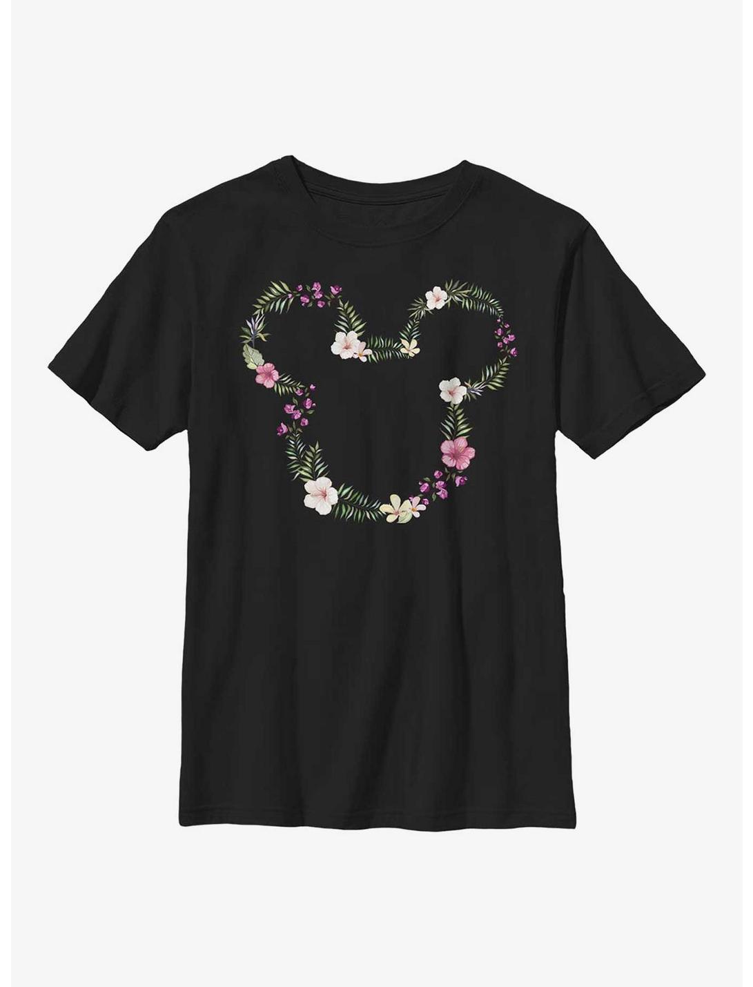 Disney Mickey Mouse Floral Mickey Youth T-Shirt, BLACK, hi-res