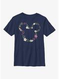 Disney Mickey Mouse Floral Mickey Youth T-Shirt, NAVY, hi-res