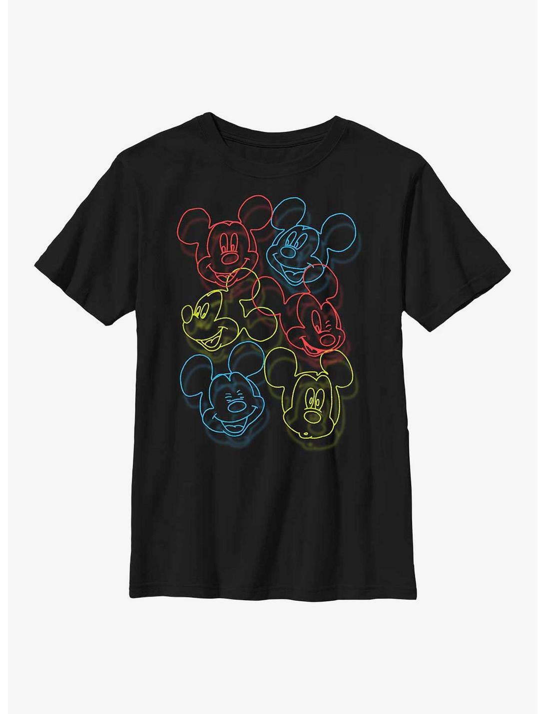 Disney Mickey Mouse Neon Heads Youth T-Shirt, BLACK, hi-res