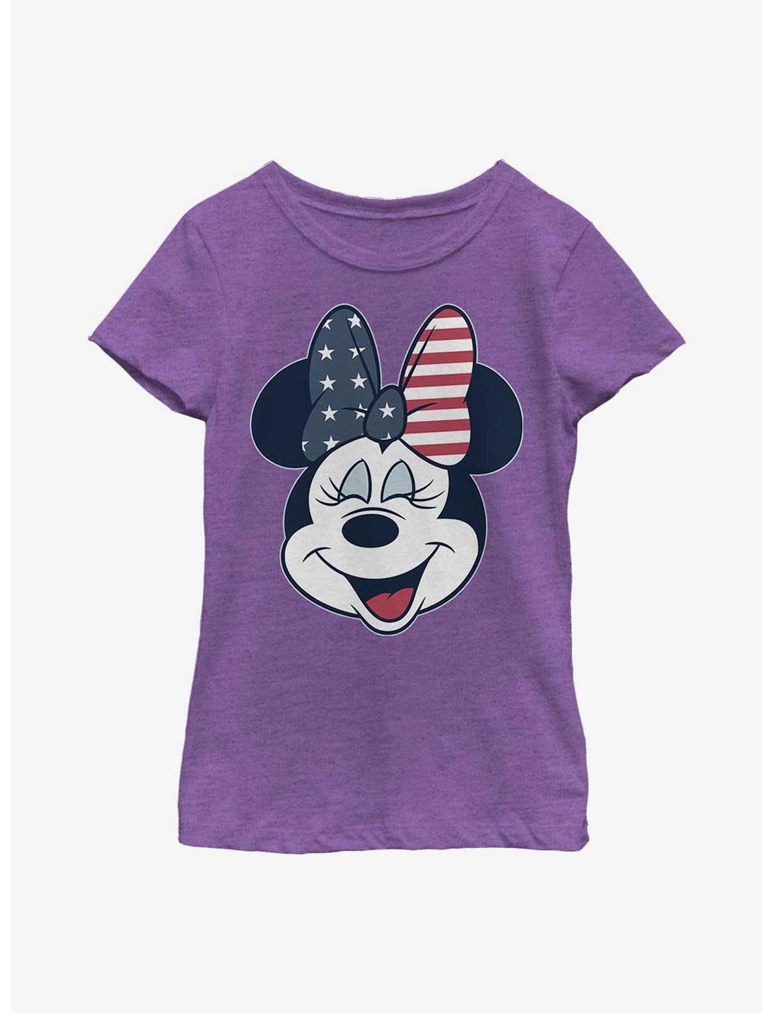 Disney Minnie Mouse American Bow Youth Girls T-Shirt, PURPLE BERRY, hi-res