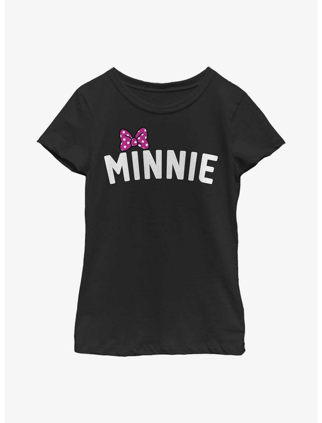 Disney Minnie Mouse Minnie Bow Chest Youth Girls T-Shirt, BLACK, hi-res