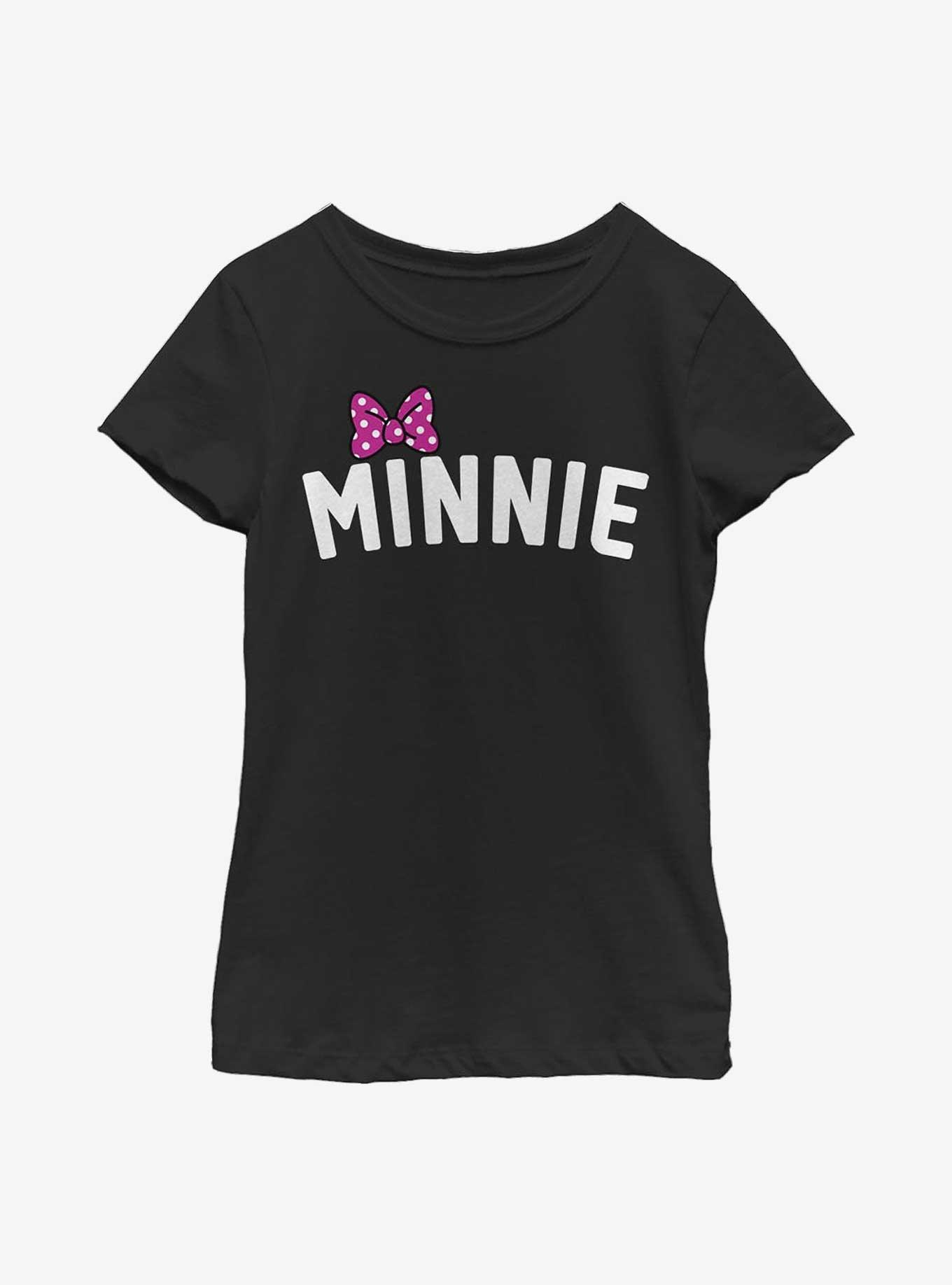 Disney Minnie Mouse Minnie Bow Chest Youth Girls T-Shirt, BLACK, hi-res