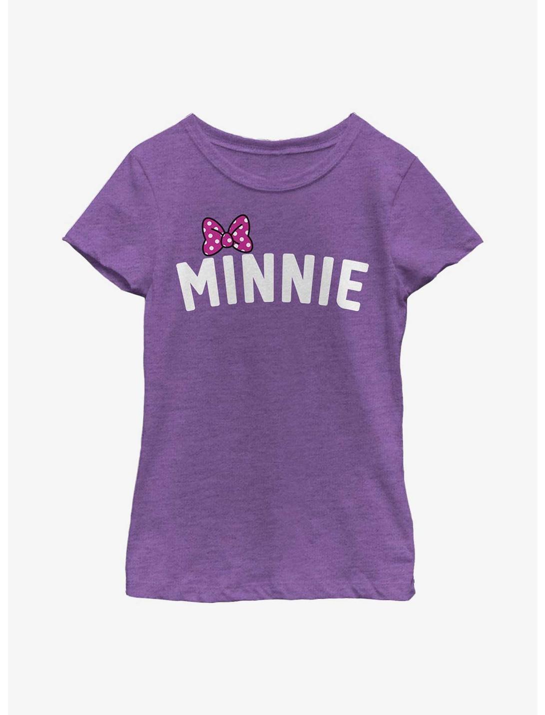 Disney Minnie Mouse Minnie Bow Chest Youth Girls T-Shirt, PURPLE BERRY, hi-res