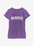 Disney Minnie Mouse Minnie Bow Chest Youth Girls T-Shirt, PURPLE BERRY, hi-res