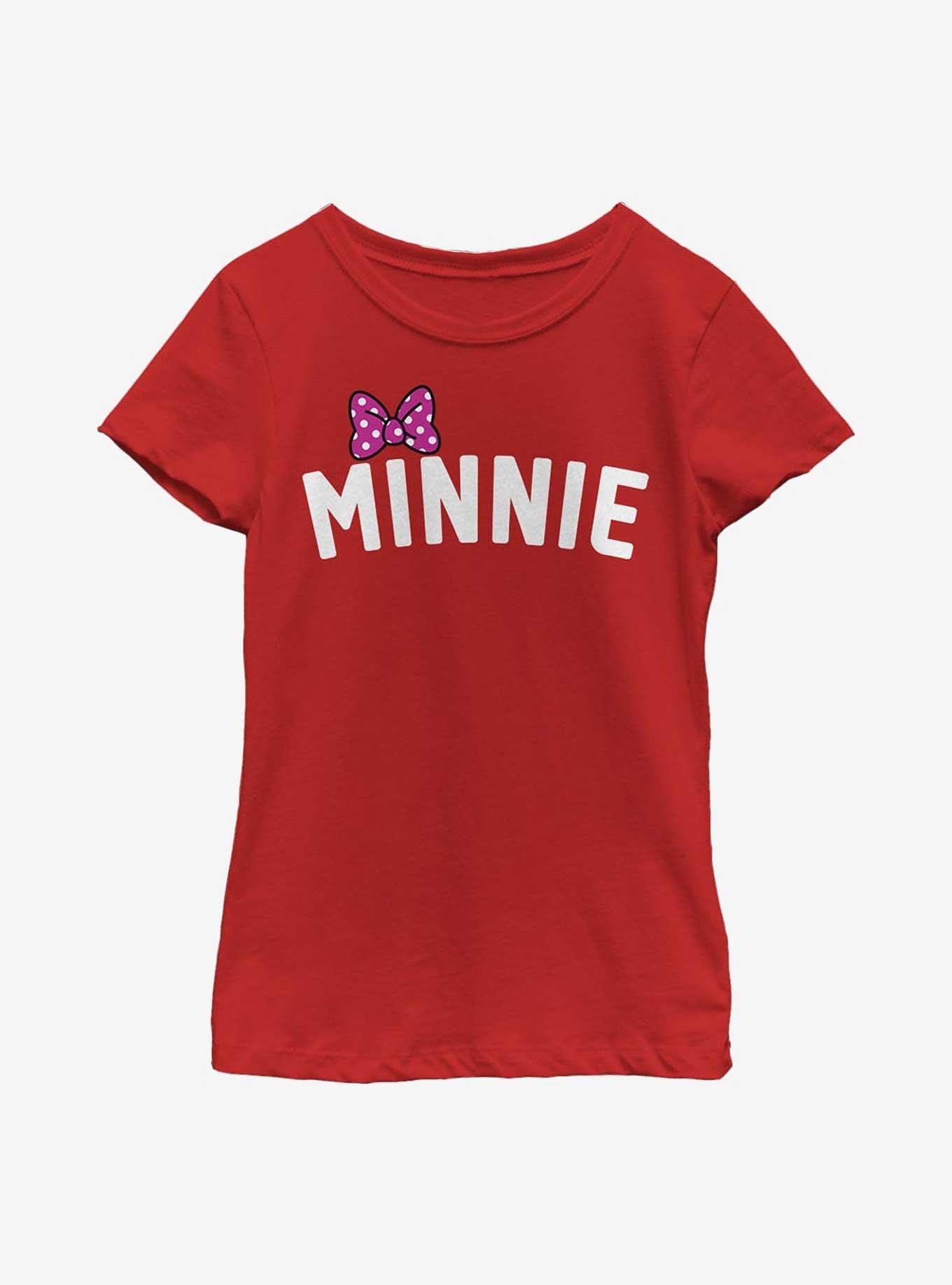 Disney Minnie Mouse Minnie Bow Chest Youth Girls T-Shirt, RED, hi-res