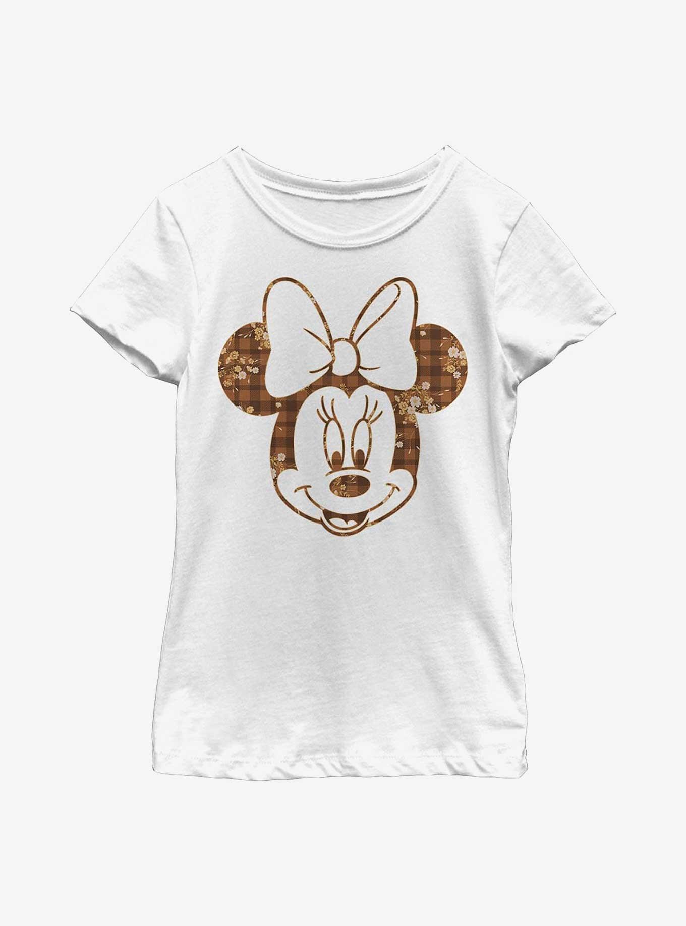 Disney Minnie Mouse Fall Floral Plaid Minnie Youth Girls T-Shirt, , hi-res