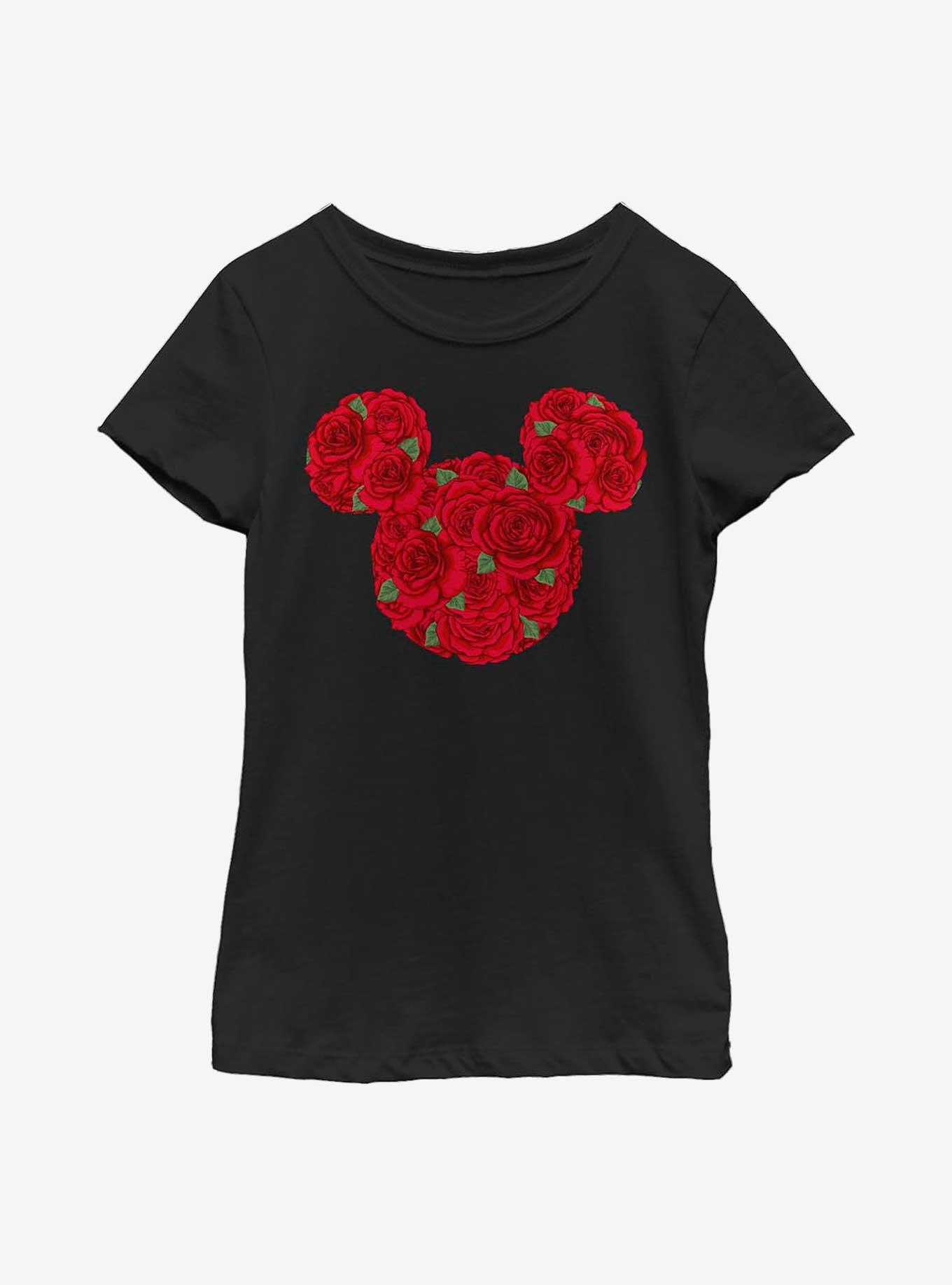Disney Minnie Mouse Mickey Mouse Roses Youth Girls T-Shirt, , hi-res