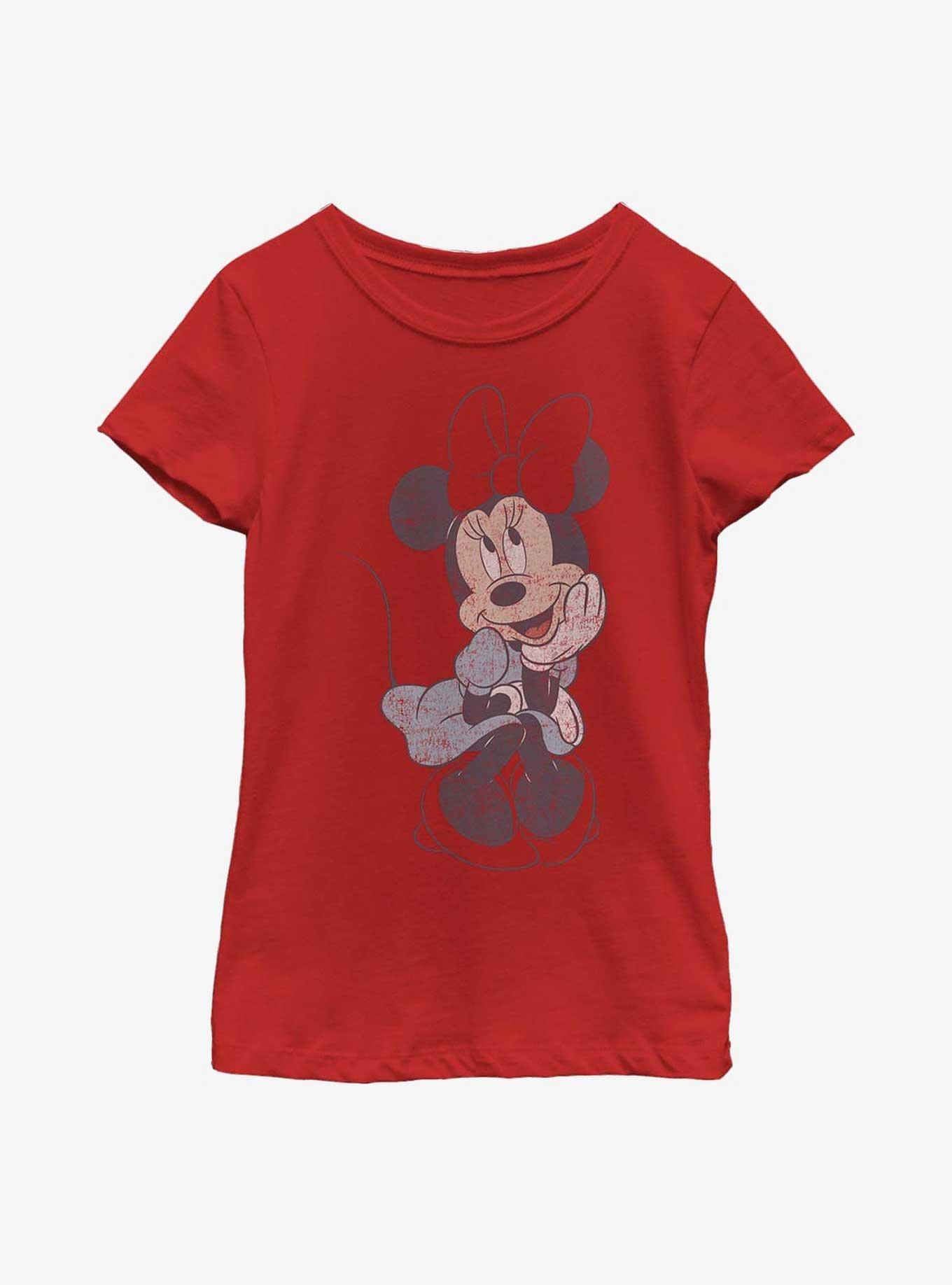 Disney Minnie Mouse Simple Minnie Sit Youth Girls T-Shirt, RED, hi-res