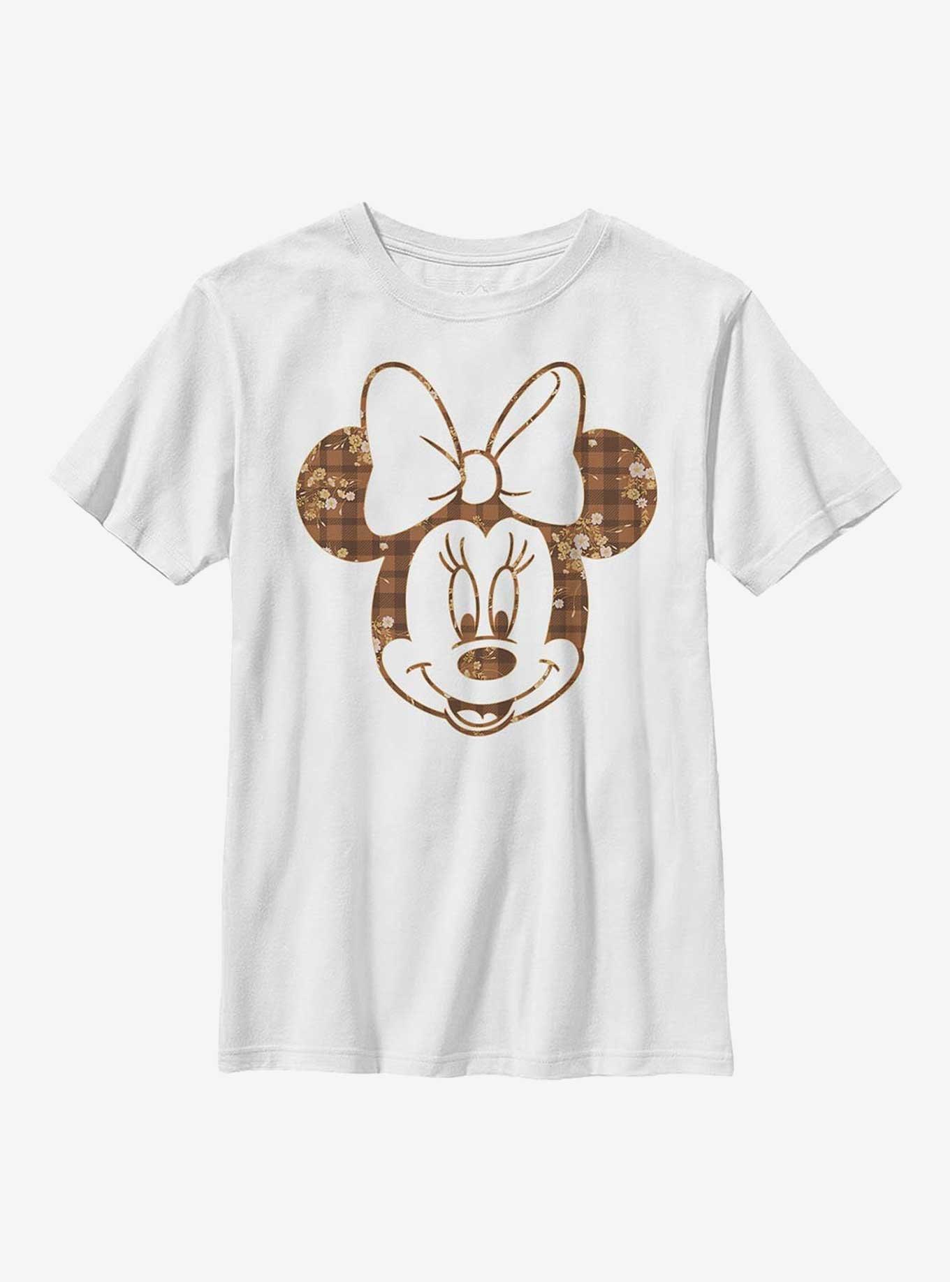 Disney Minnie Mouse Fall Floral Plaid Minnie Youth T-Shirt, , hi-res