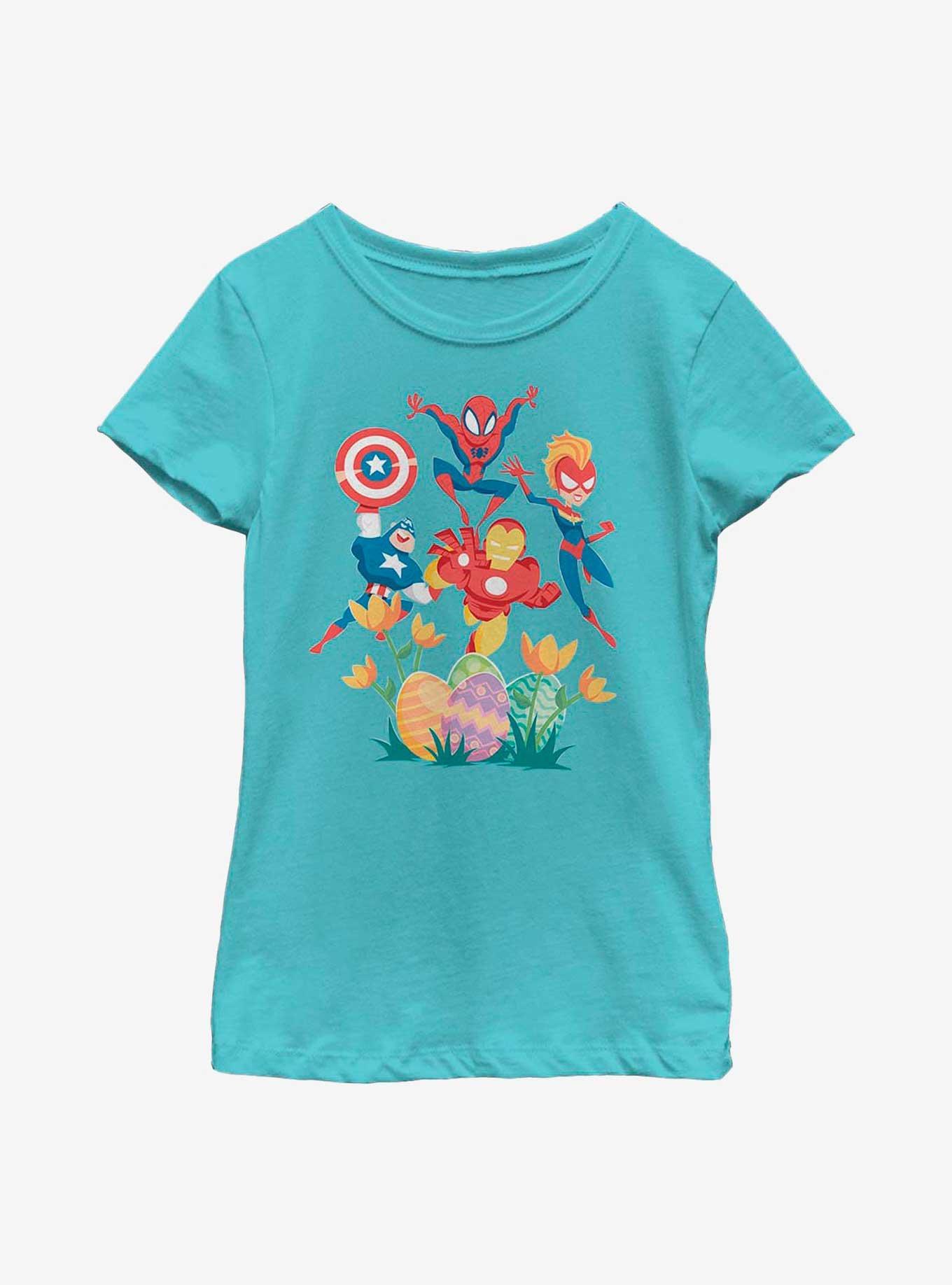 Marvel Avengers Group Easter Hunt Youth Girls T-Shirt