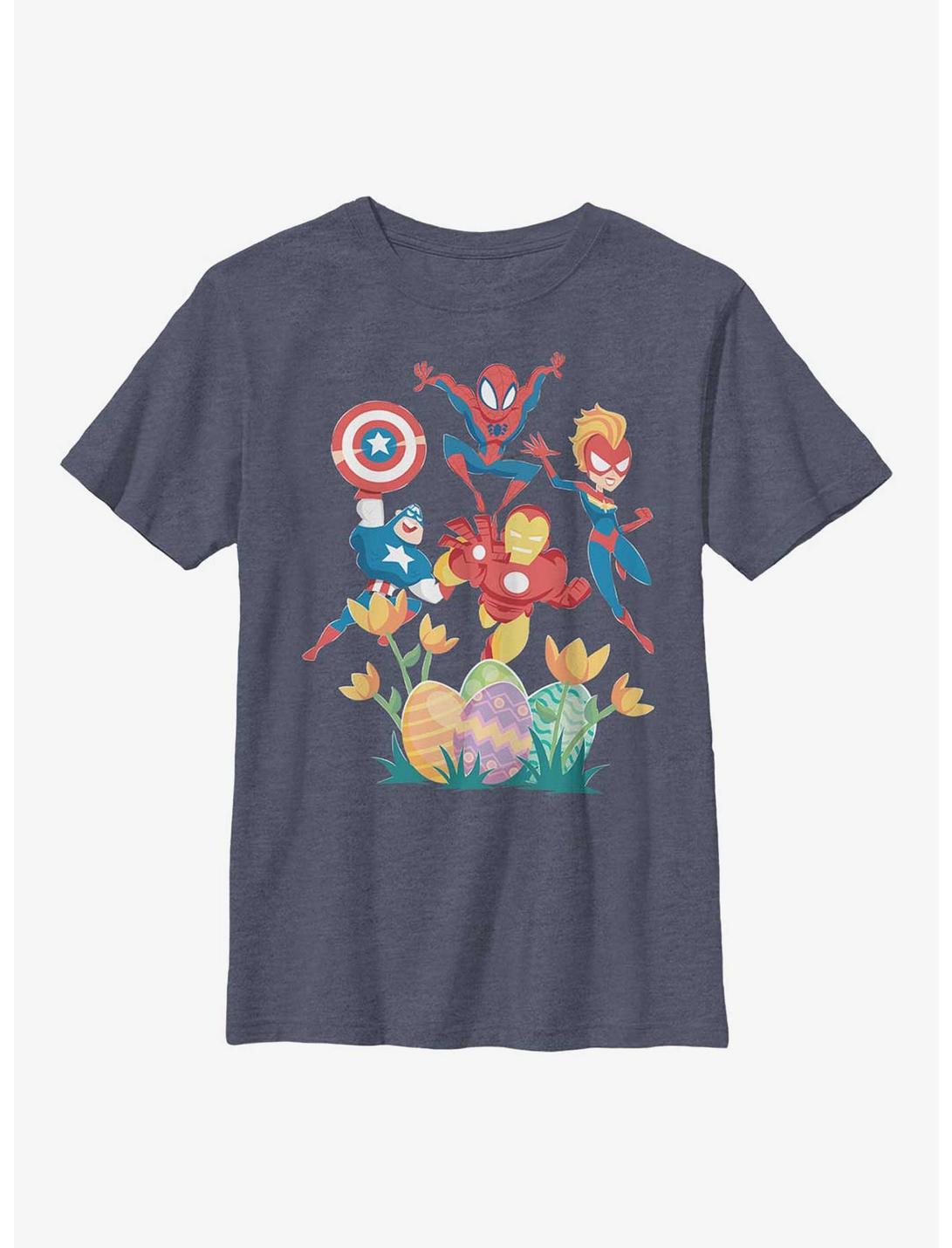 Marvel Avengers Group Easter Hunt Youth T-Shirt, NAVY HTR, hi-res