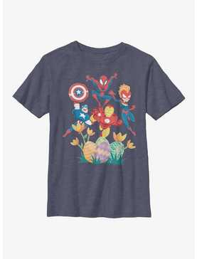 Marvel Avengers Group Easter Hunt Youth T-Shirt, NAVY HTR, hi-res
