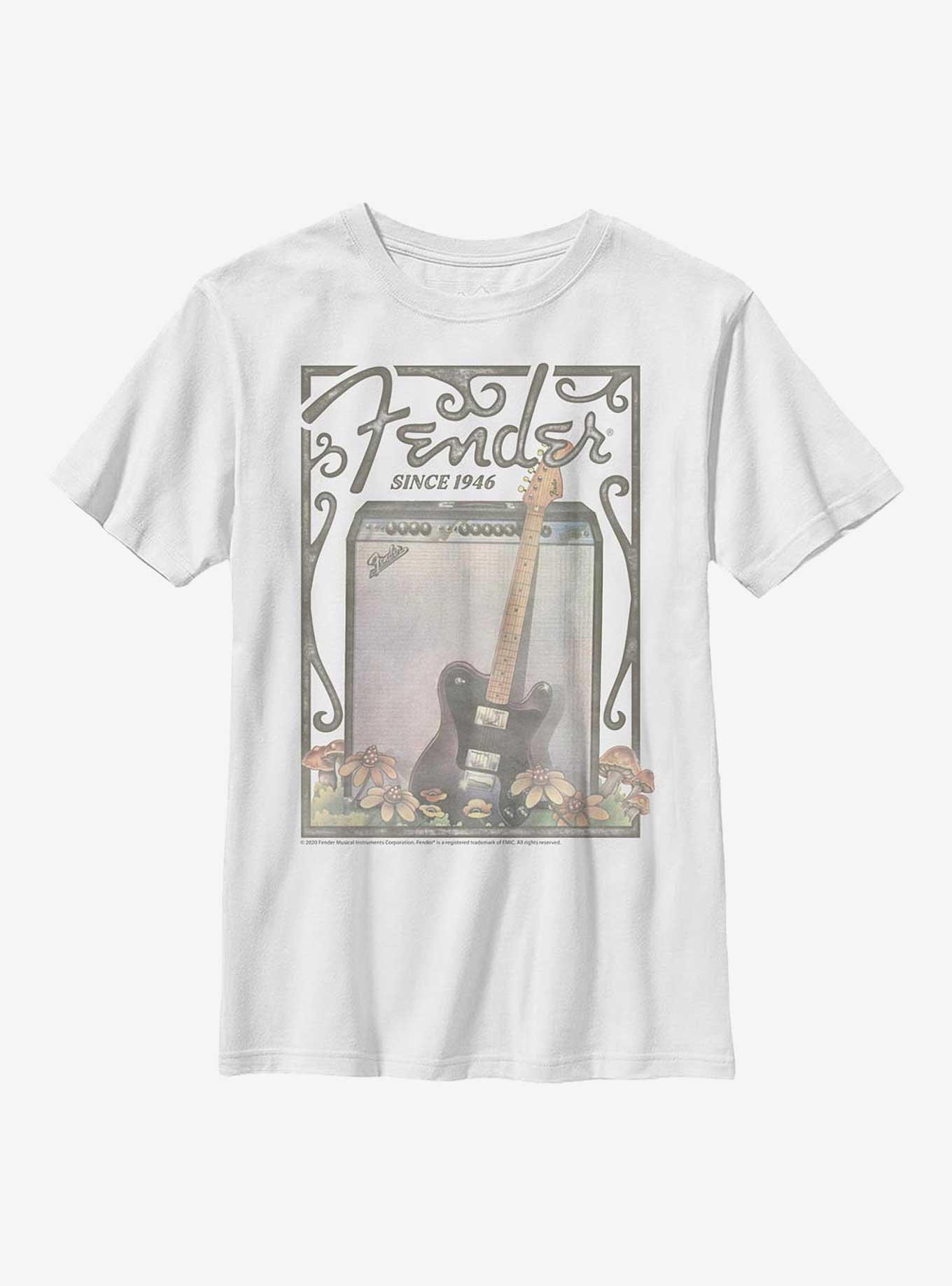 Fender Retro Poster Youth T-Shirt, WHITE, hi-res