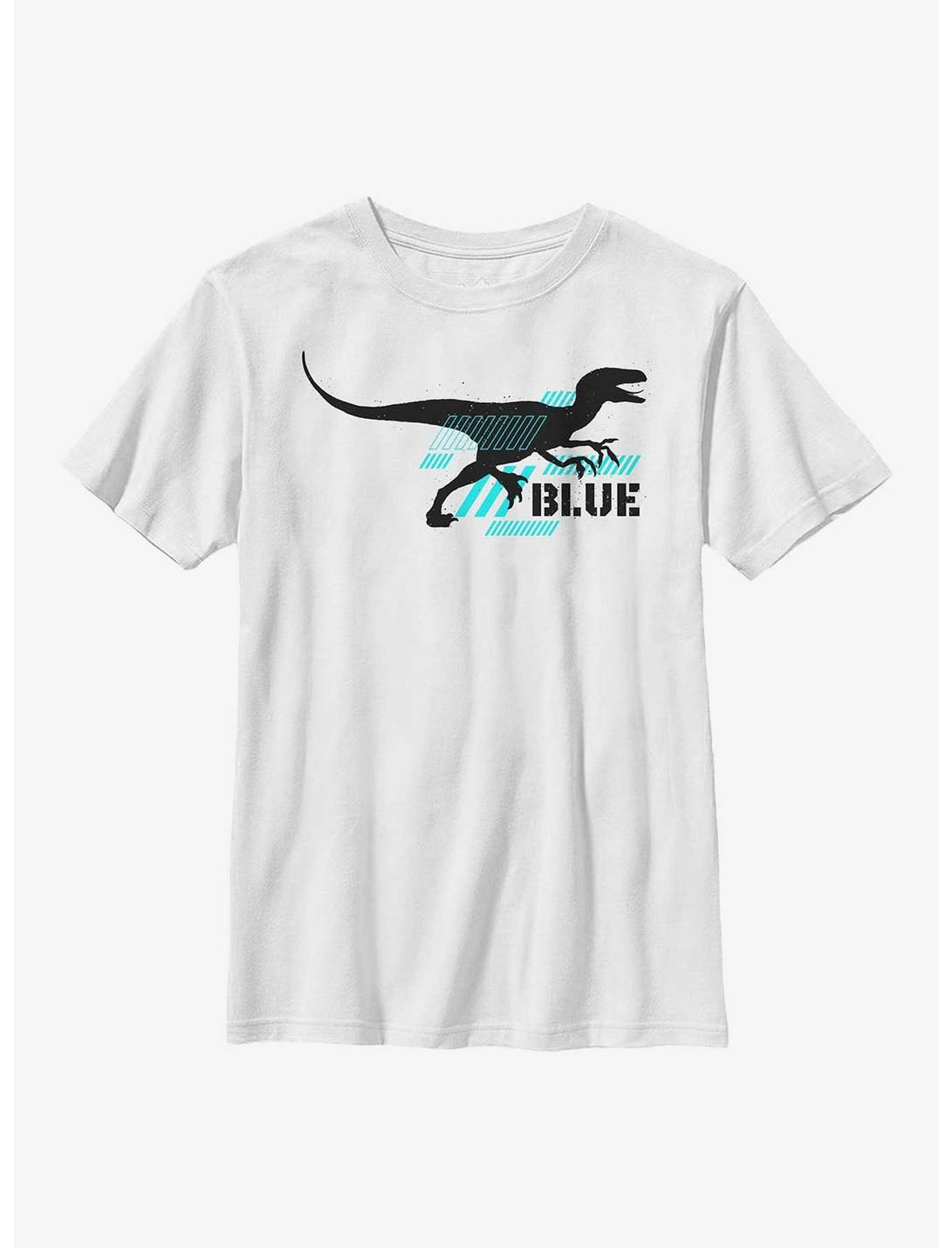 Jurassic Park Blue Tech Glyph Youth T-Shirt, WHITE, hi-res