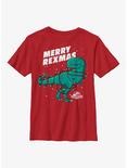 Jurassic Park Merry Rexmas Youth T-Shirt, RED, hi-res