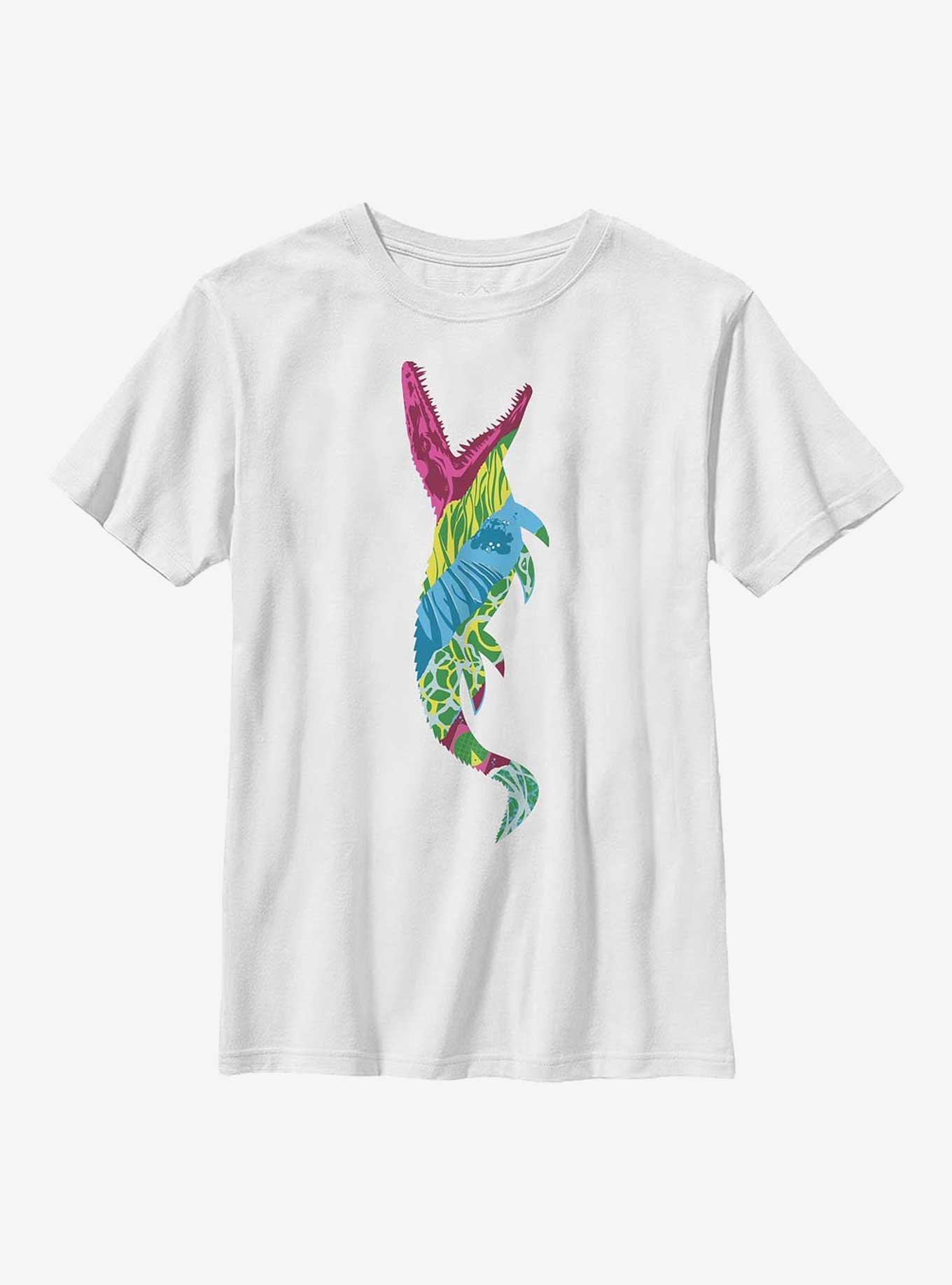 Jurassic Park Pattern Mosasaurus Youth T-Shirt, WHITE, hi-res