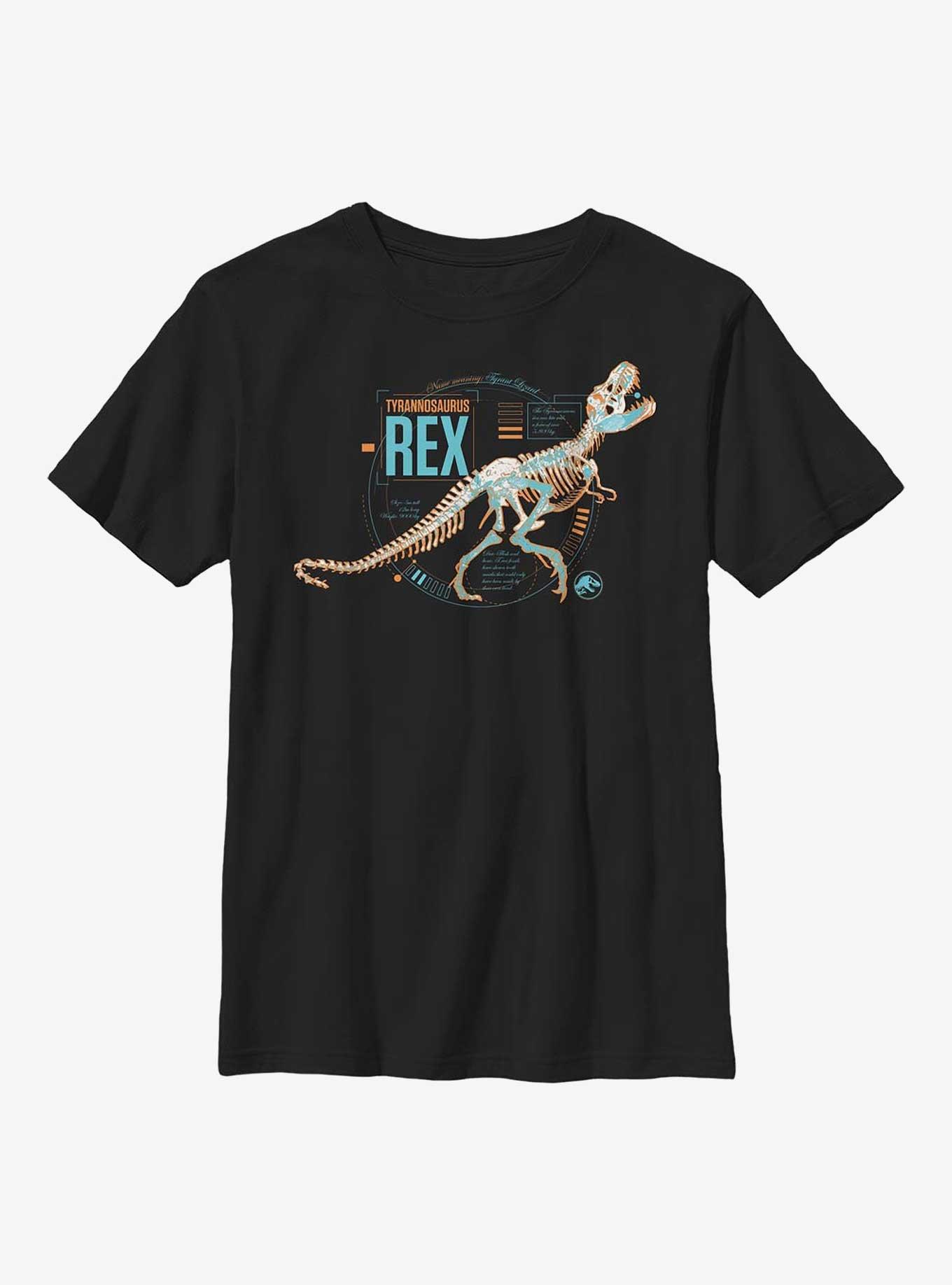 Jurassic Park Trex Schematic Youth T-Shirt, BLACK, hi-res