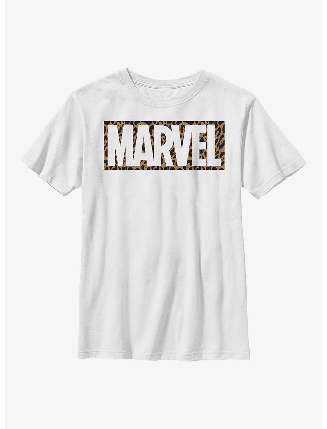 Marvel Logo Cheetah Fill Youth T-Shirt, WHITE, hi-res