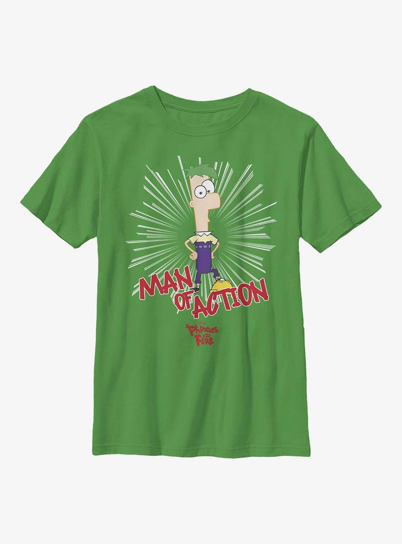 Disney Phineas And Ferb Man Of Action Youth T-Shirt, KELLY, hi-res