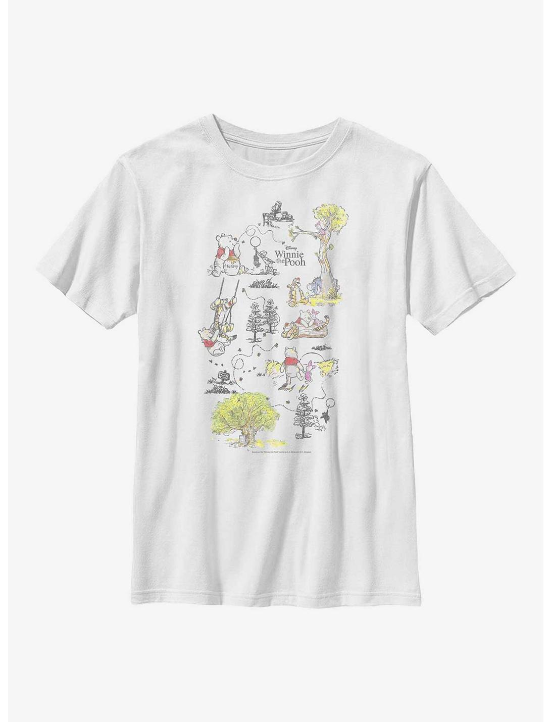 Disney Winnie The Pooh Winnie Map Youth T-Shirt, WHITE, hi-res