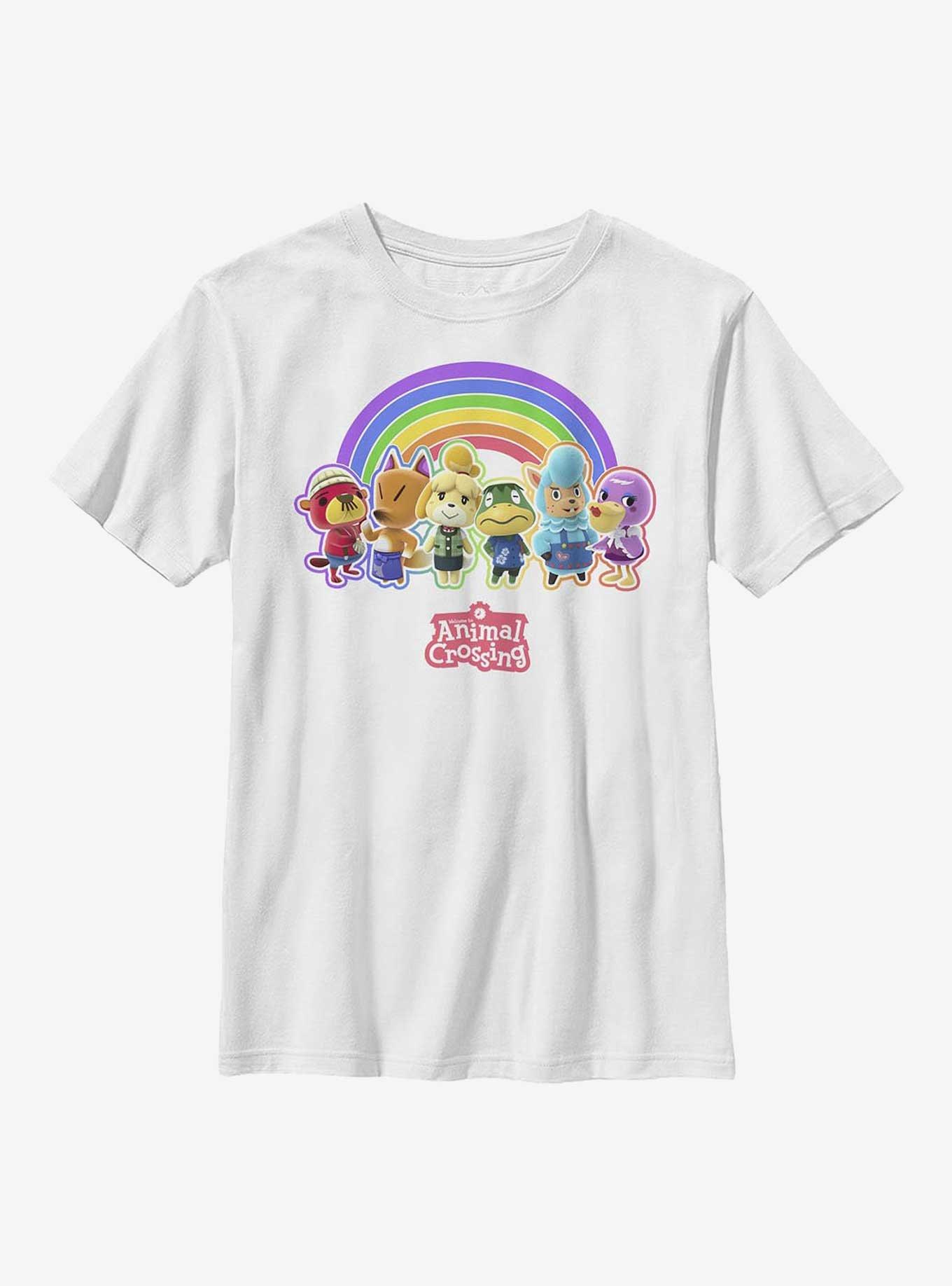 Nintendo Animal Crossing Rainbow Lineup Youth T-Shirt, WHITE, hi-res