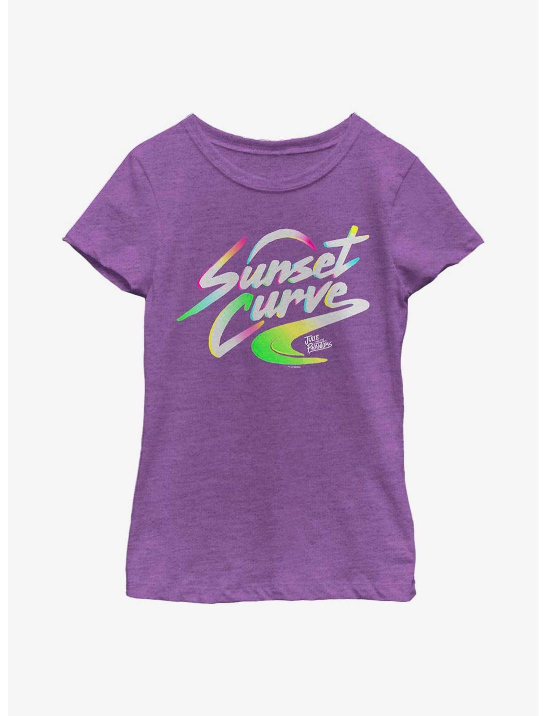 Julie And The Phantoms Sunset Curve Logo Youth Girls T-Shirt, PURPLE BERRY, hi-res
