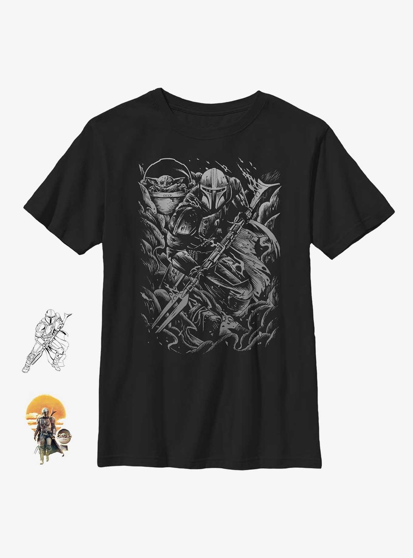 Star Wars The Mandalorian Brawl Youth T-Shirt, BLACK, hi-res