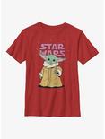 Star Wars The Mandalorian The Child Stance Logo Youth T-Shirt, RED, hi-res