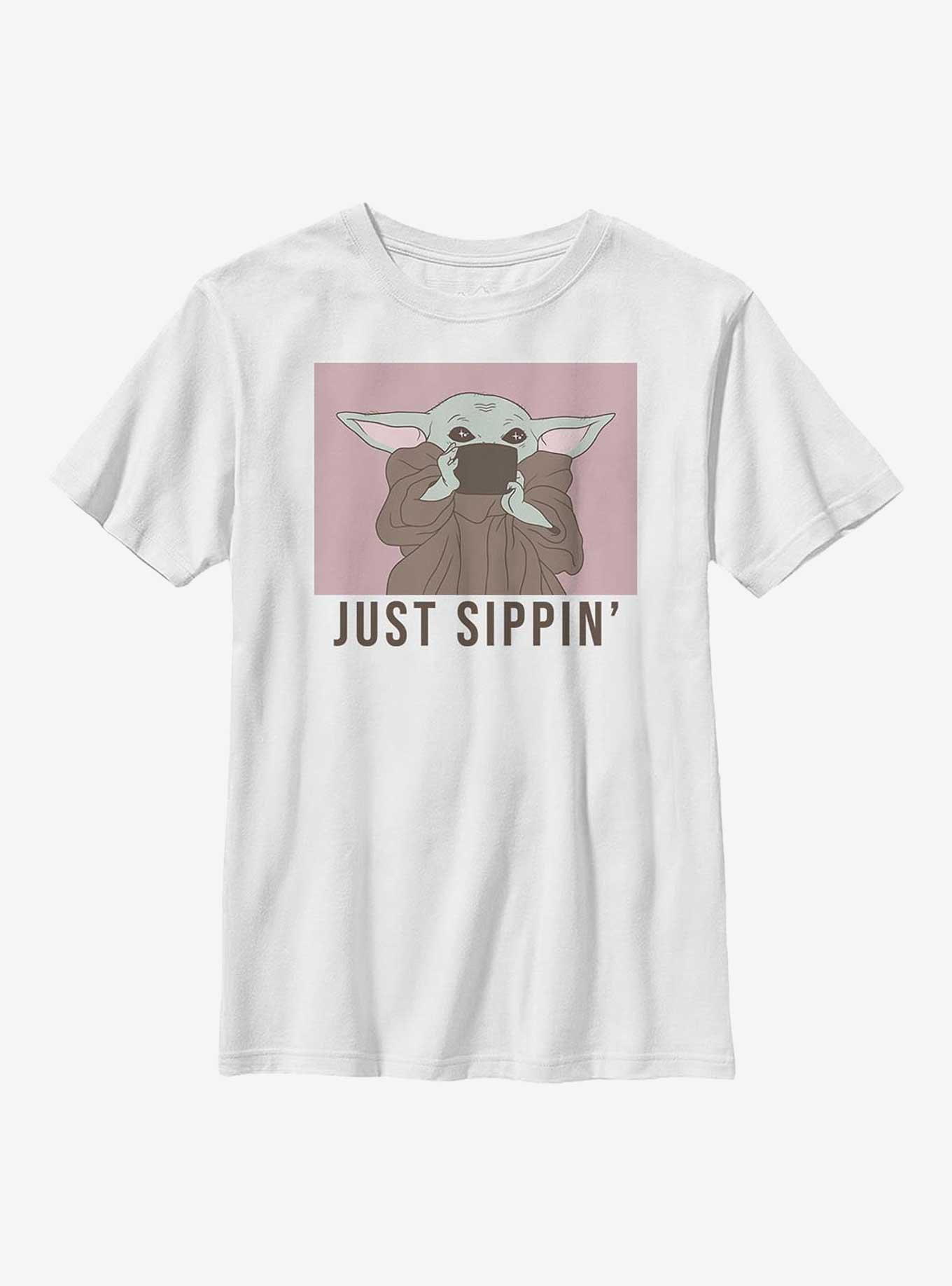Star Wars The Mandalorian Just Sippin Youth T-Shirt, WHITE, hi-res