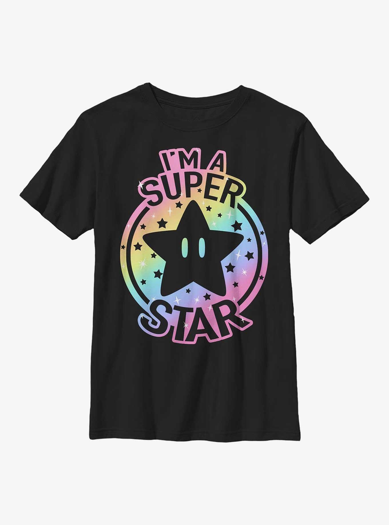 Nintendo Super Mario Rainbow Lineup Youth T-Shirt, BLACK, hi-res