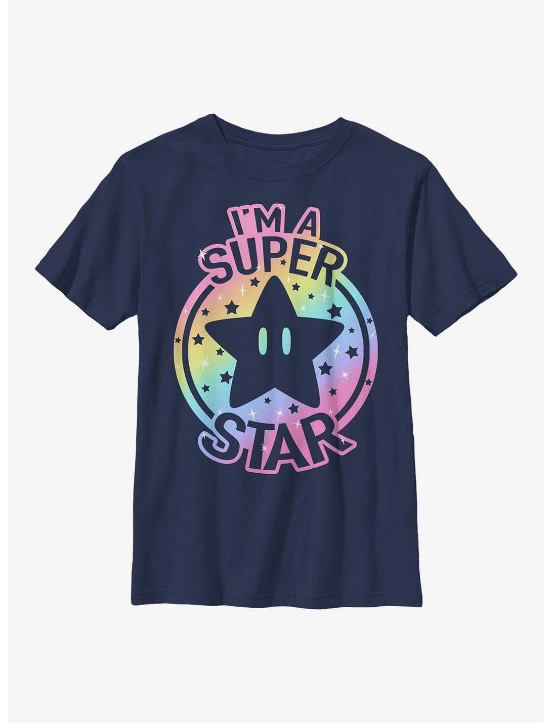Nintendo Super Mario Rainbow Lineup Youth T-Shirt, NAVY, hi-res