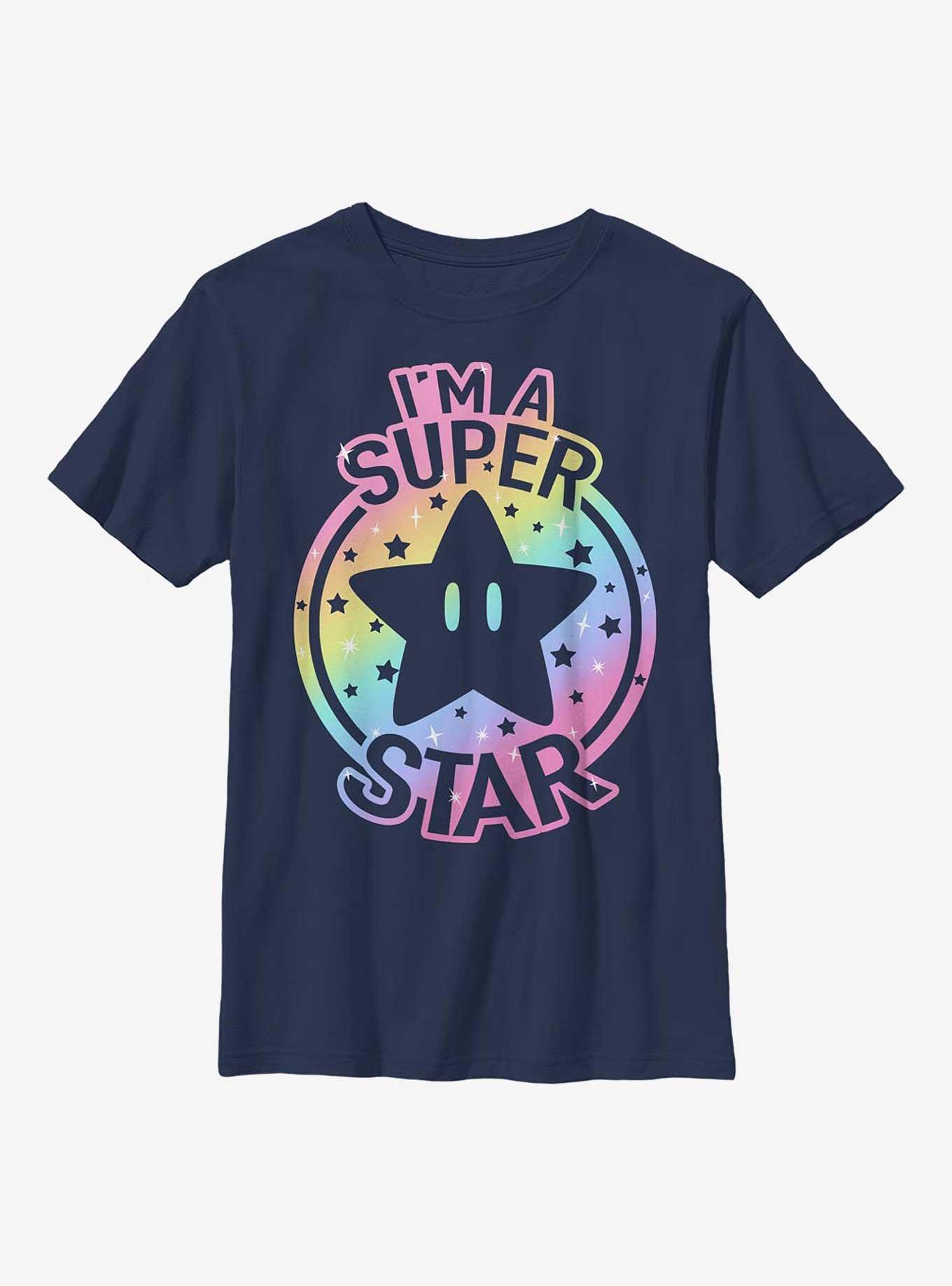 Nintendo Super Mario Rainbow Lineup Youth T-Shirt, NAVY, hi-res