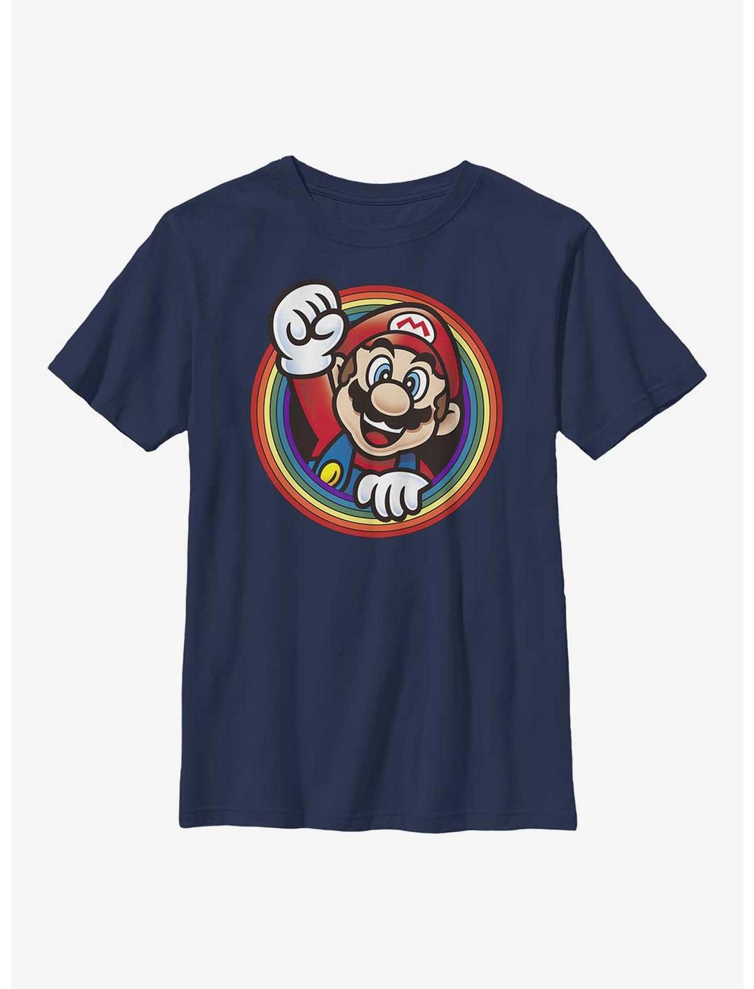 Nintendo Super Mario Rainbow Mario Youth T-Shirt, NAVY, hi-res