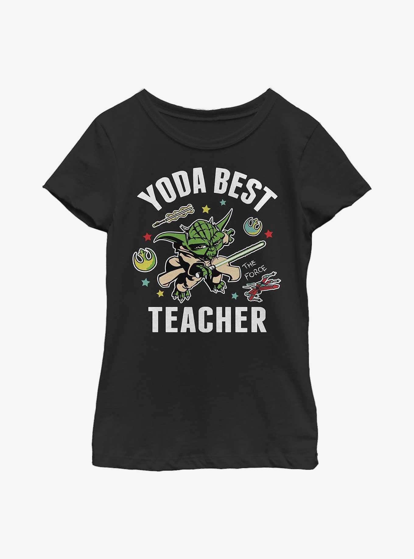 Star Wars: The Clone Wars Yoda Best Teacher Youth Girls T-Shirt, BLACK, hi-res